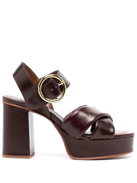 see by chloe lyna platform sandals|SEE BY CHLOÉ Lyna leather platform sandals .